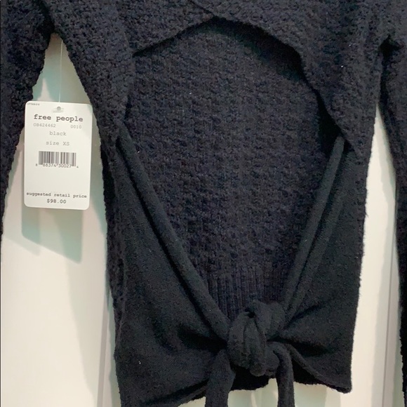 Free People Bow Back Pullover Black XS NWT - Picture 9 of 10